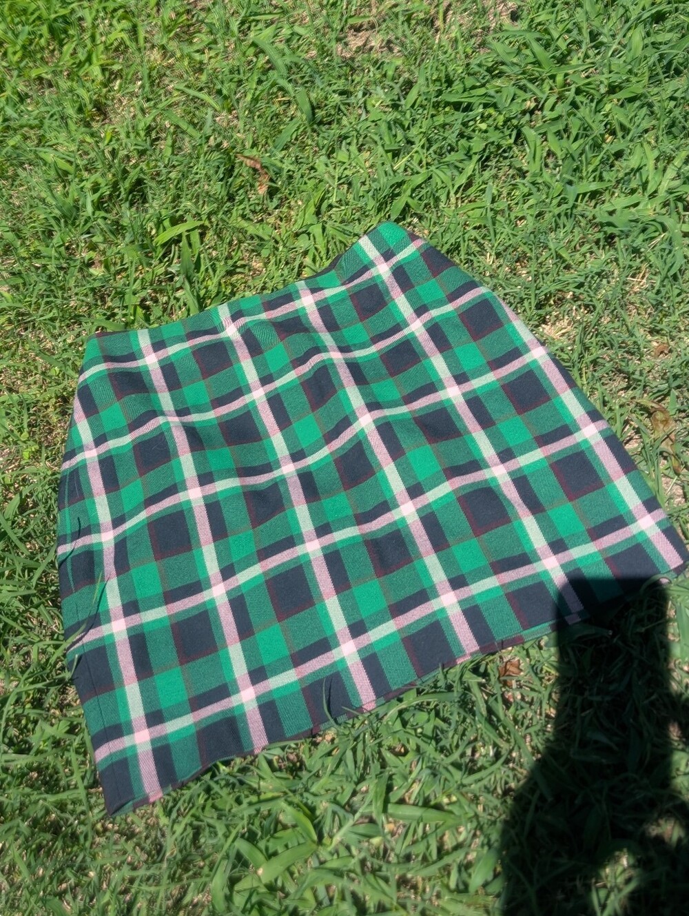 Express Green & Pink Plaid Mini Skirt - Classic Check Pattern